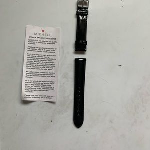 Michele black patent 18mm strap